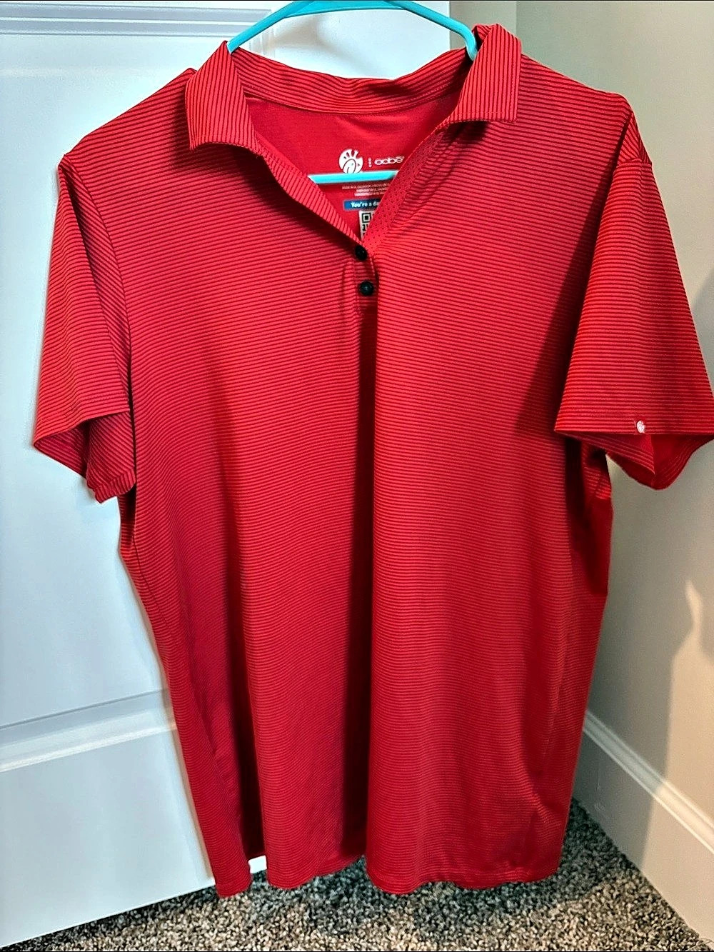 Chick-fil-A womens  striped red & black polo great condition